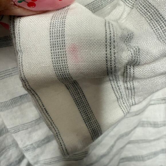 AYR 100% Linen Long Sleeve Tunic Shirt Women S White‎ Gray Striped Lagenlook - Picture 6 of 7